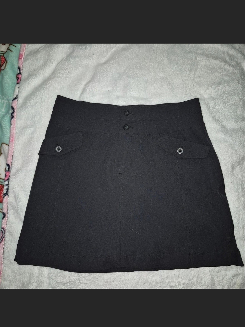 Black Mini Skirt with Flap Pockets